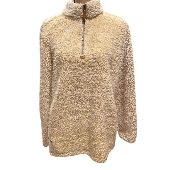Simply Southern Women's Sherpa Pullover Jacket Cream Size M Casual Winter - Picture 1 of 9